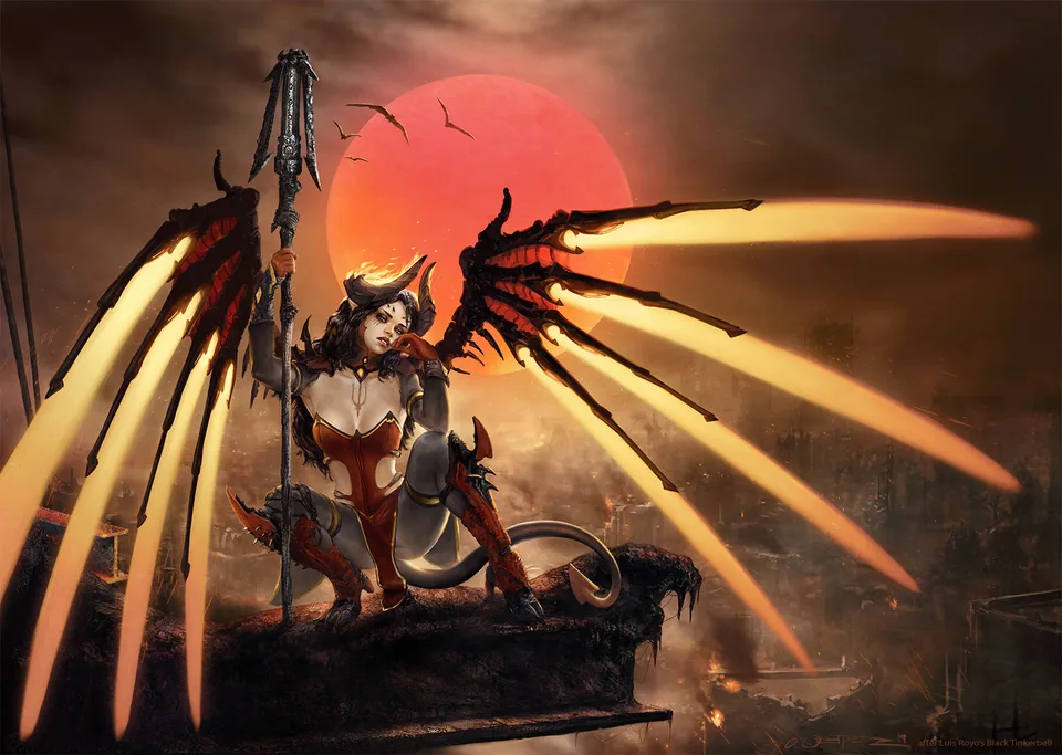 ArtStation · red moon · full moon · fantasy art