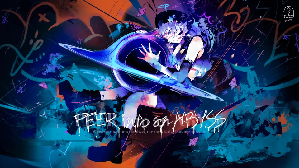 Mikake3x · black holes · long hair · blue hair