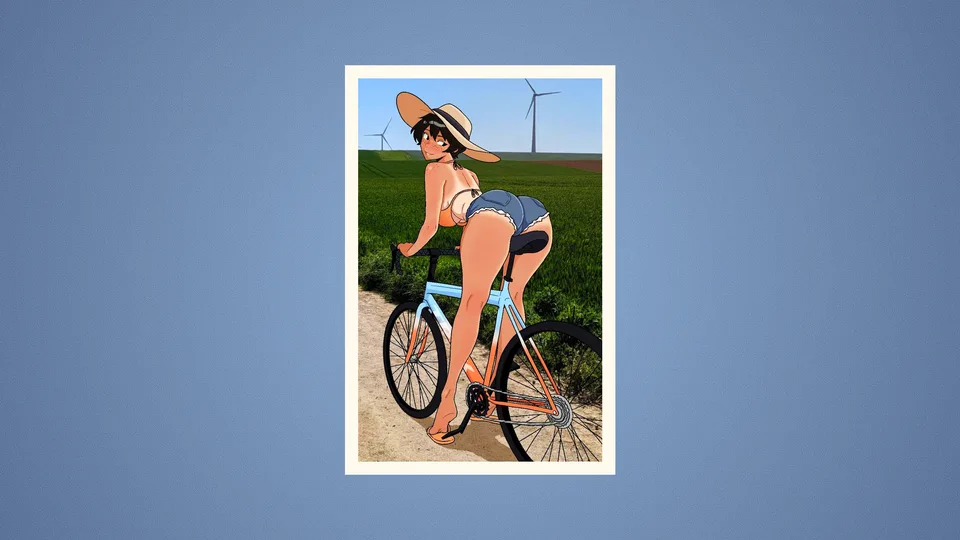 blue background · simple background · centered · bicycle