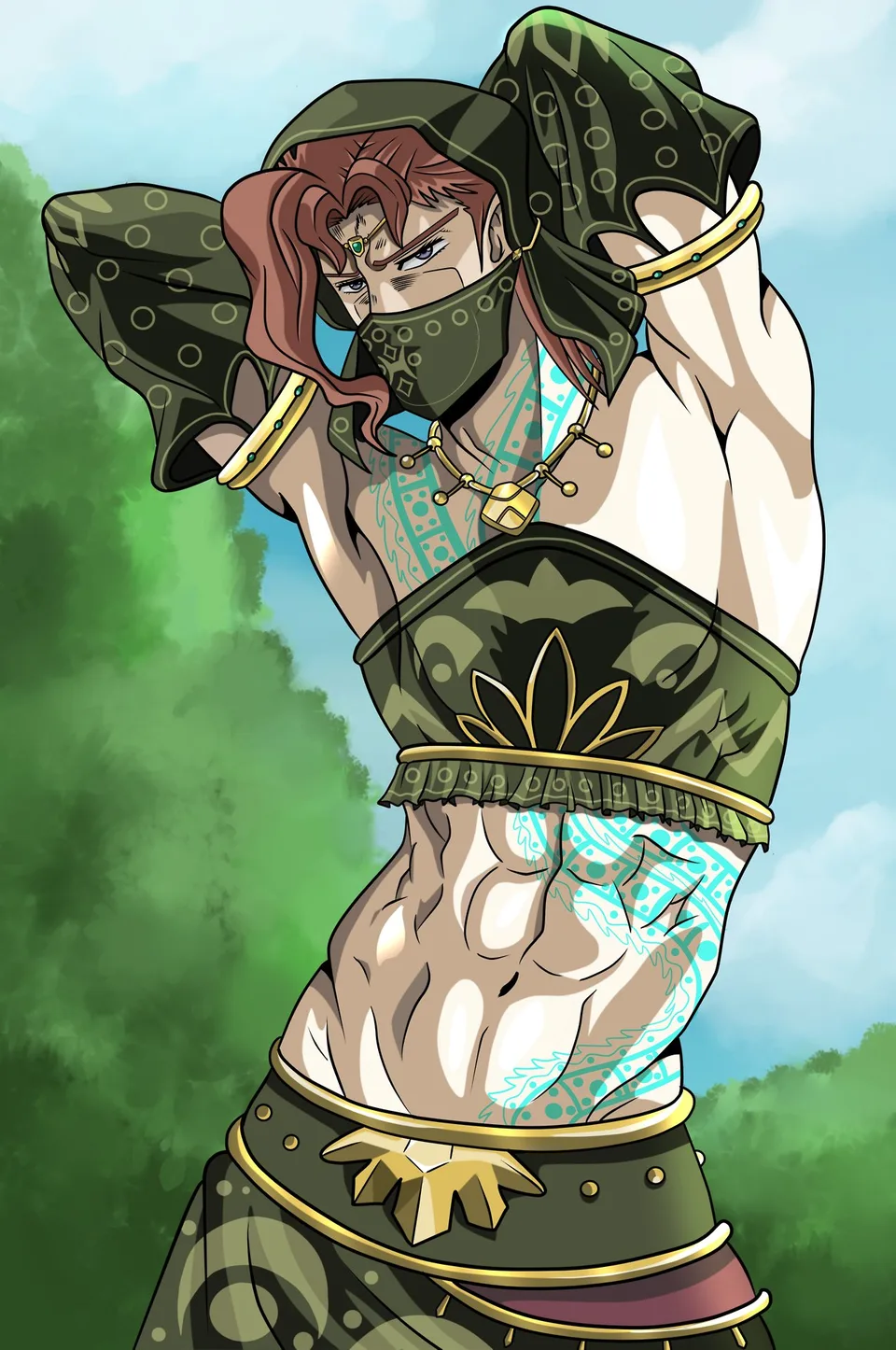 Noriaki Kakyoin · JoJo's Bizarre Adventure: Stardust Crusaders · armpits · arms up