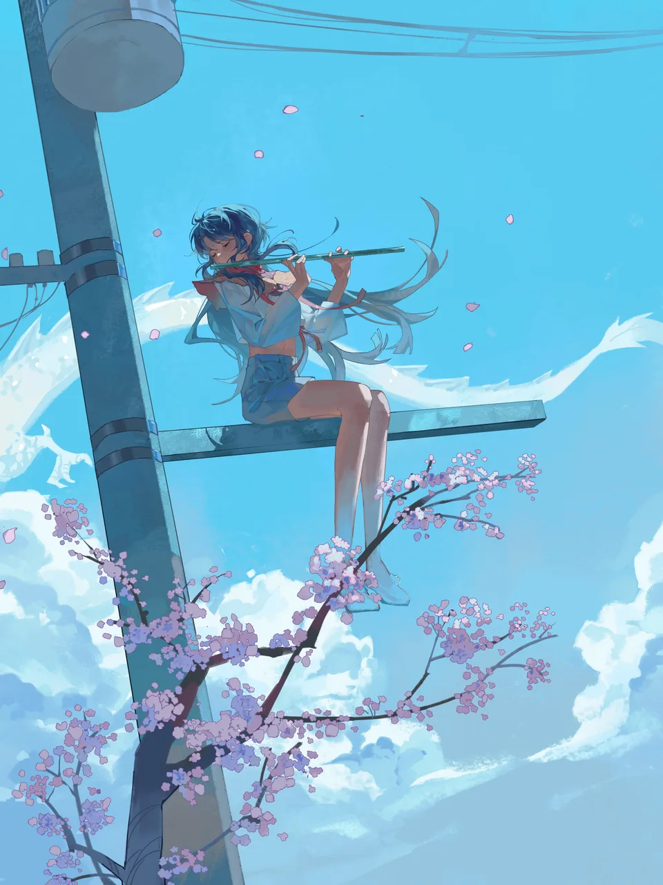 anime girls · closed eyes · portrait display · long hair