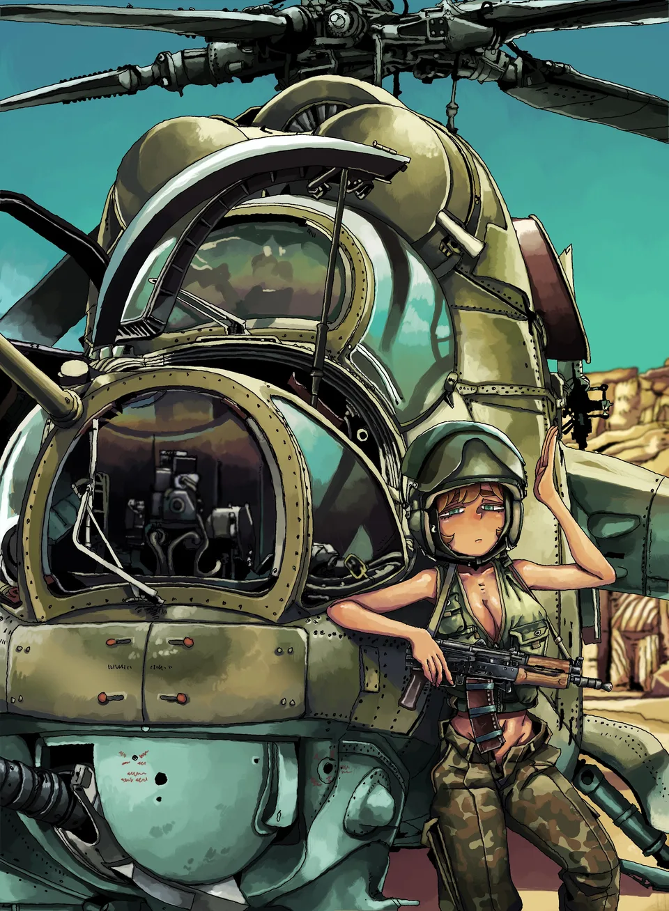 Mil Mi-24 · big boobs · AK-74 · girls with guns