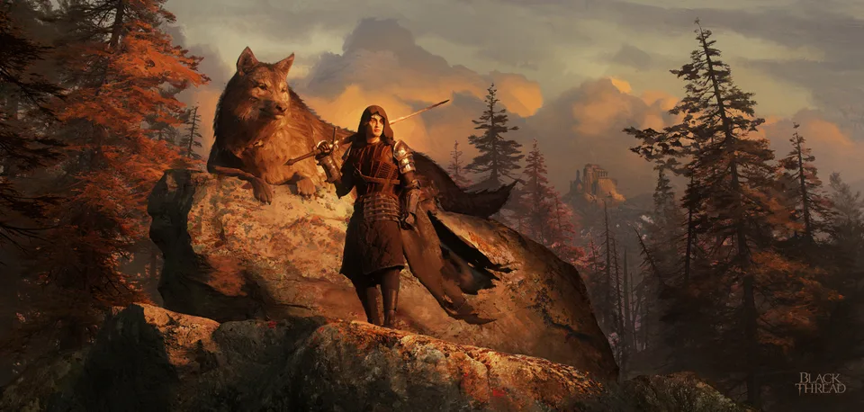 Eric Hallquist · wolf · forest · fantasy art