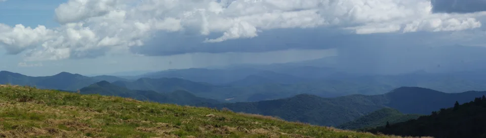 Roan Mountain (Round Bald) panorama with rain
