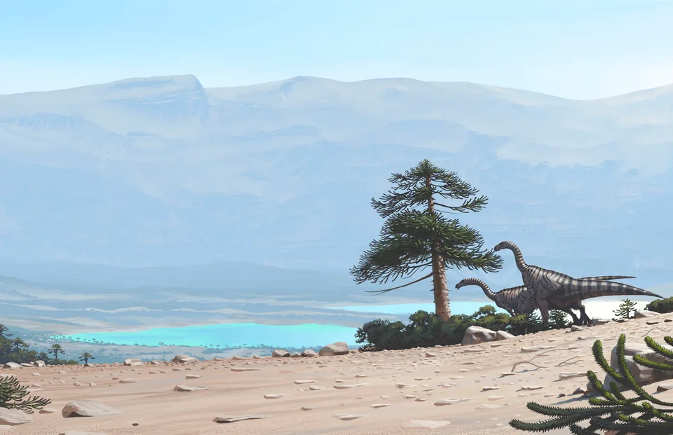 Simon Stålenhag · dinosaurs · sky · plants