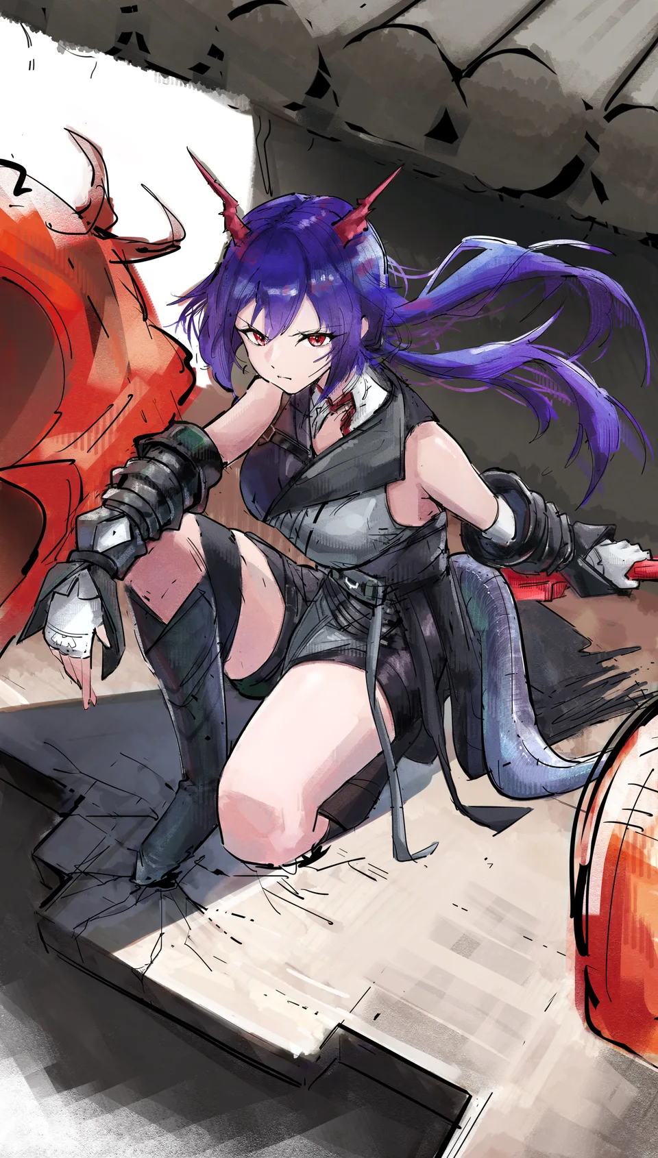 Arknights · blue hair · Katagiri Nanoka · thighs
