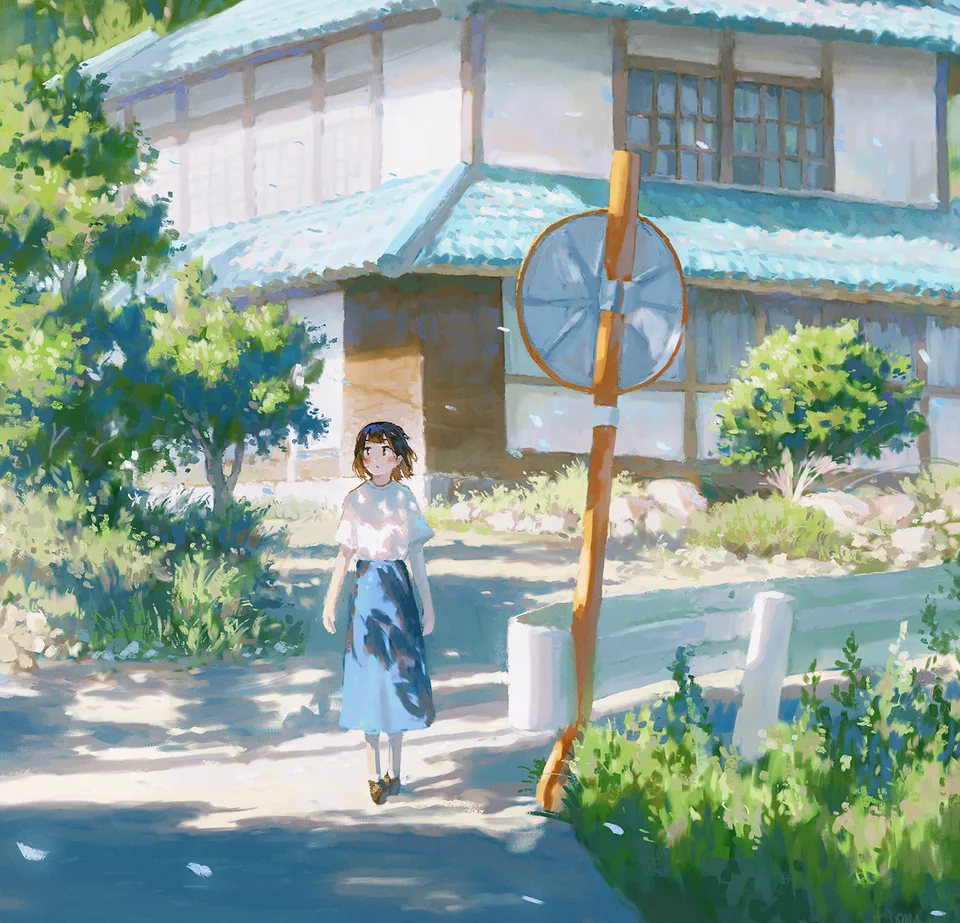 fjsmu · long skirt · Asian architecture · summer