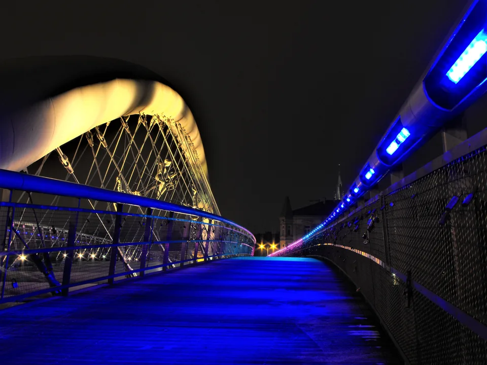 Lights on a bridge