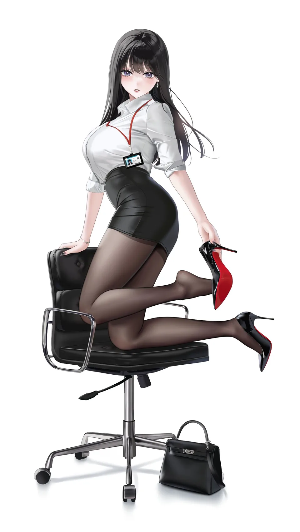 Kurosawa Saemi · office girl · anime girls · portrait display