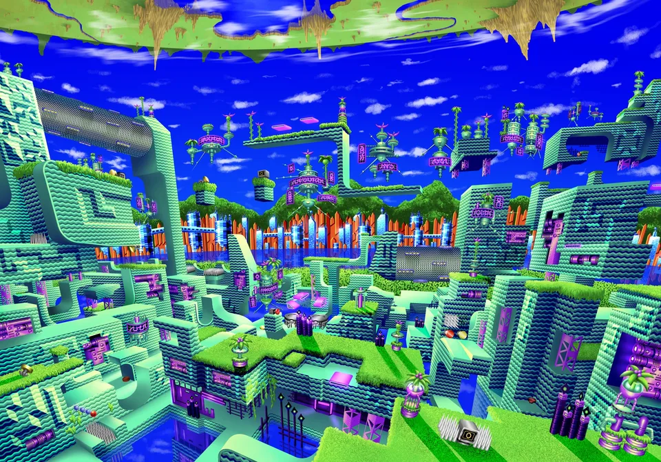 digital art · Sonic CD · water · sky