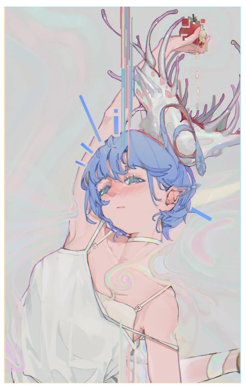 Kommi Ene · artwork · illustration · blue hair
